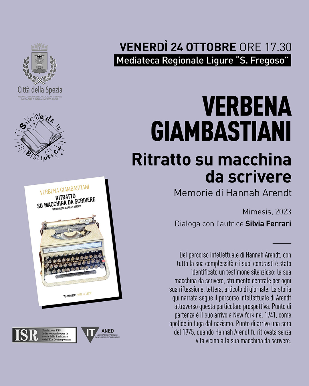 "Succede in biblioteca" - Presentazione del libro di Verbena Giambastiani “Ritratto su macchina da scrivere. Di che cosa siamo capaci”