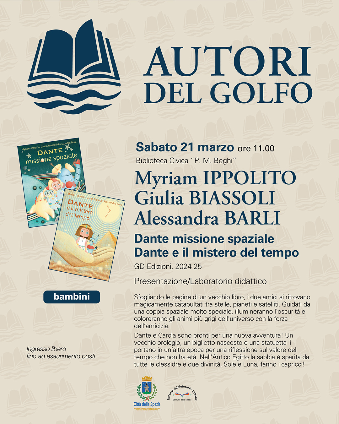 Myriam Ippolito, Giulia Biassoli e Alessandra Barli presentano i loro libri con un laboratorio didattico per bambini alla Beghi