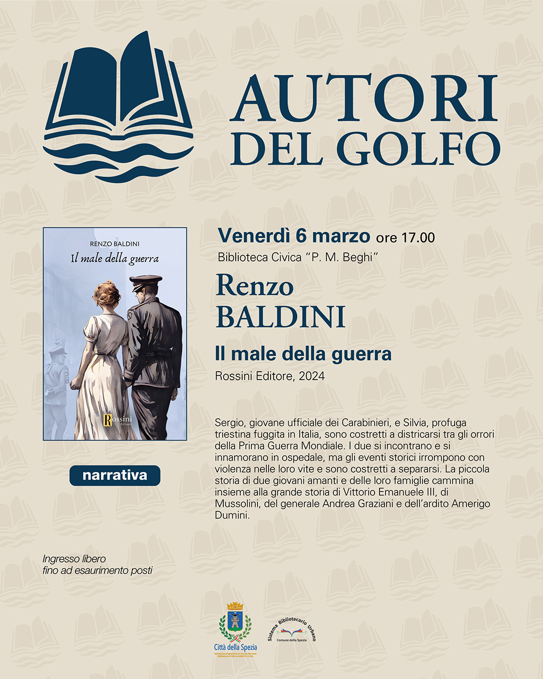 Renzo Baldini presenta il suo libro alla Biblioteca Civica “P. M. Beghi”