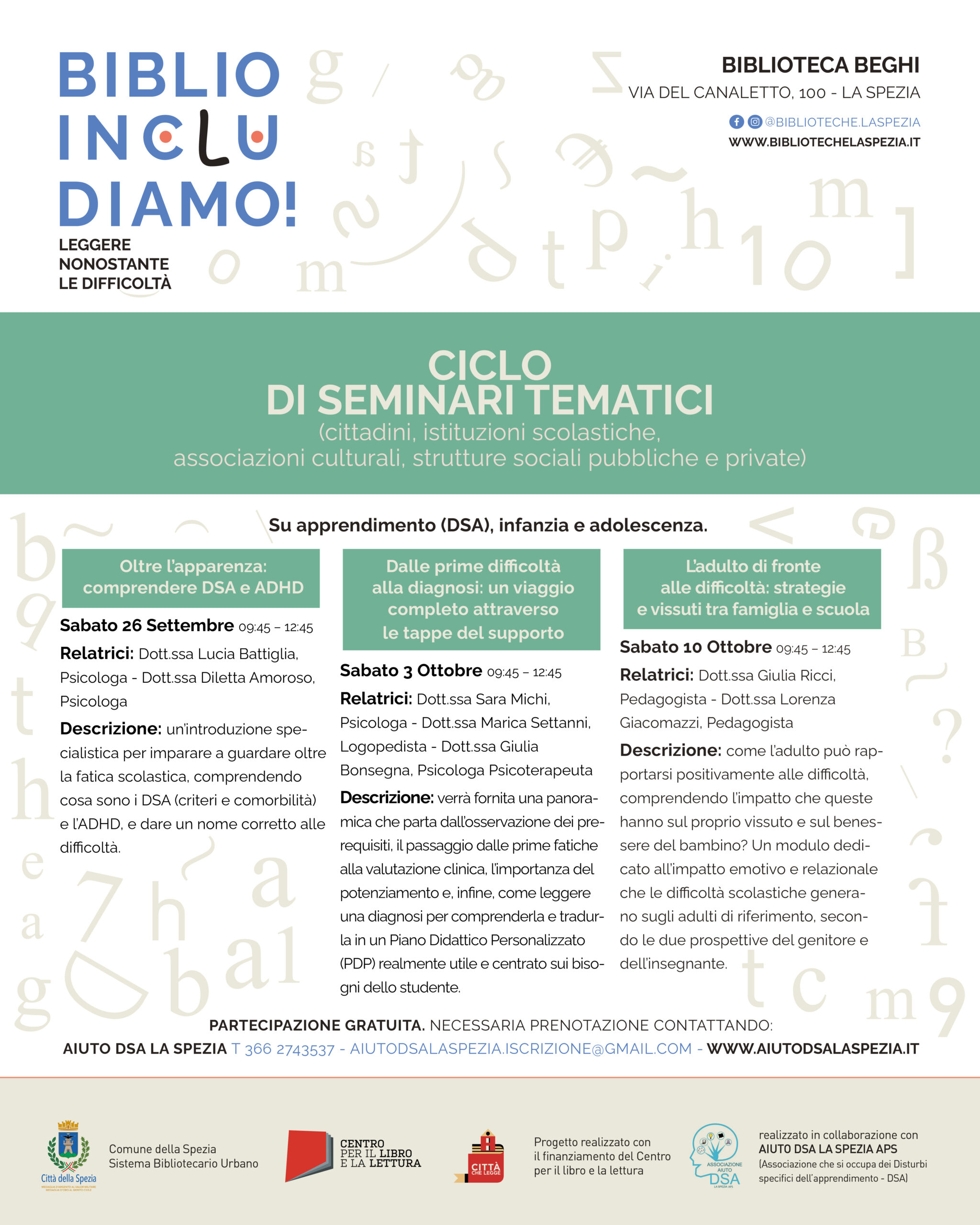 “Biblioincludiamo!”: alla Biblioteca Beghi un ciclo di seminari tematici su DSA, ADHD, infanzia e adolescenza