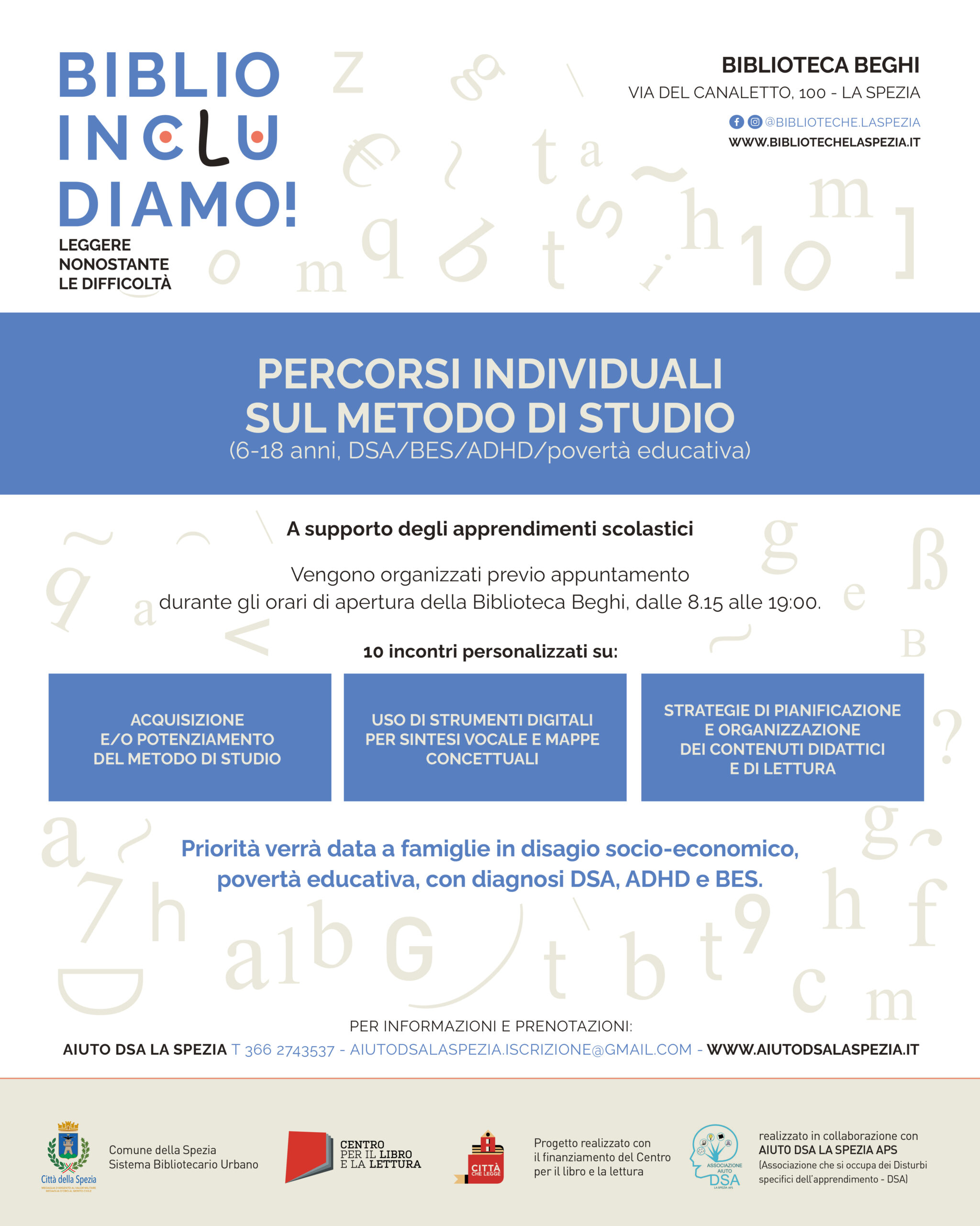 “Biblioincludiamo!”: alla Biblioteca Beghi percorsi individuali gratuiti sul metodo di studio