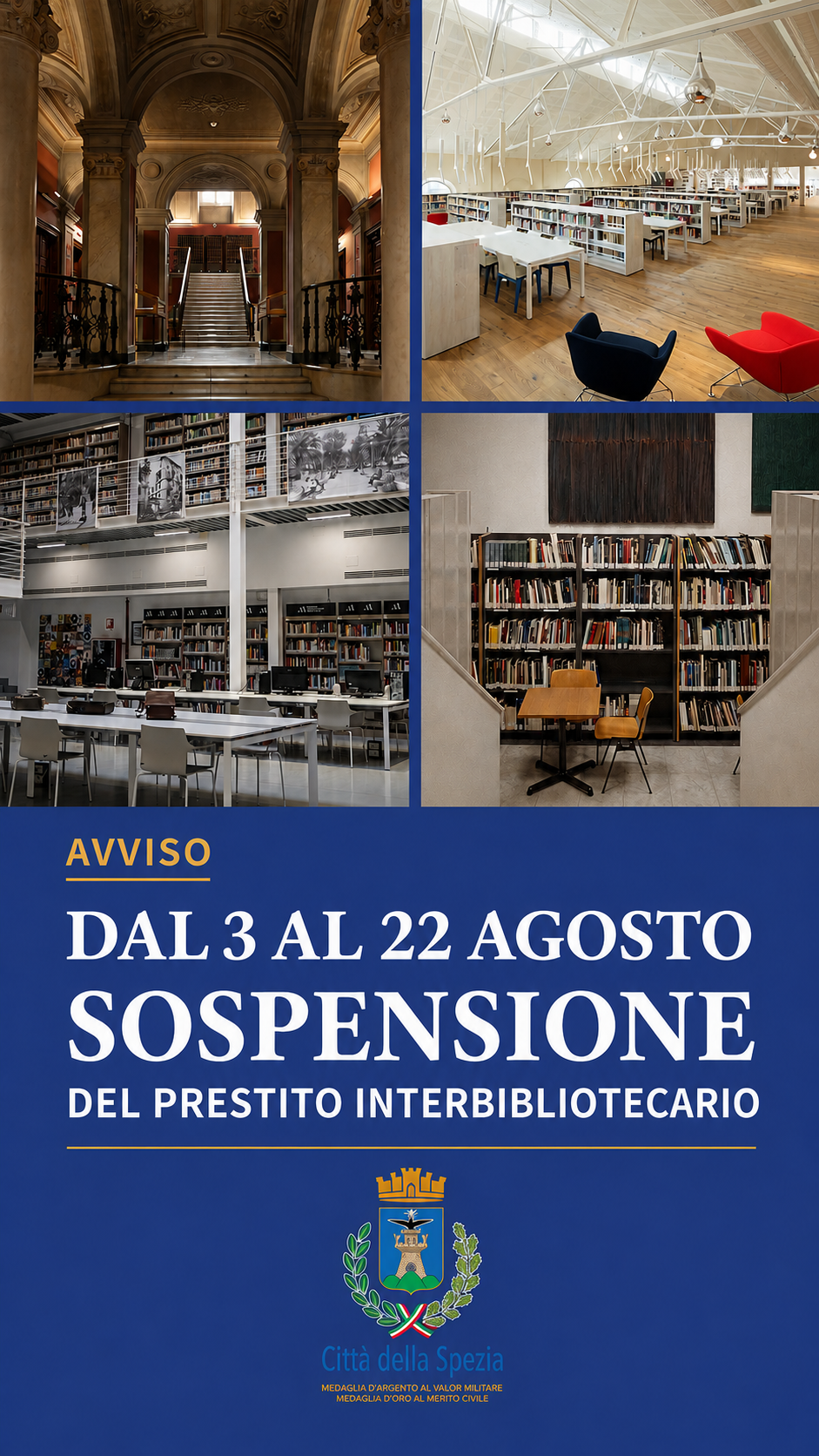 Sospensione temporanea del prestito interbibliotecario dal 3 al 22 agosto