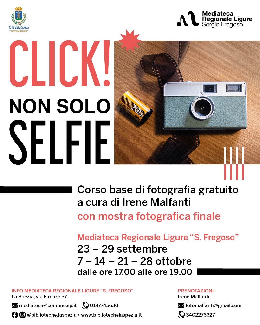 “Click! Non solo selfie”: corso gratuito di fotografia a cura di Irene Malfanti