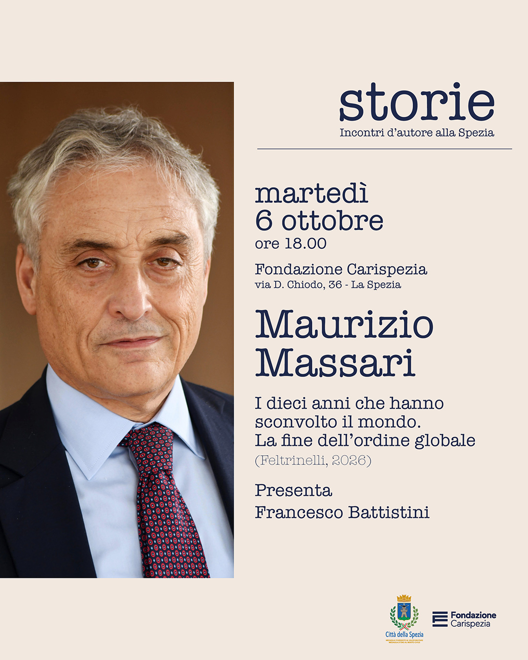 “Storie. Incontri d’autore” prende il via con Maurizio Massari